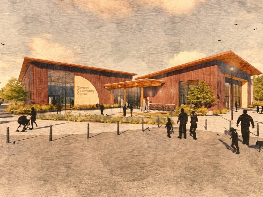 Design concept for the future Skyway Community Center at the Skyway Park Bowl property