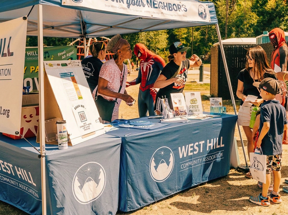 Neighbors at the West Hill Community Association booth during the Skyway Park Takeover