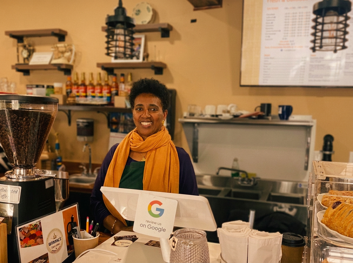 Winnie behind the counter at Winnie’s Café & Deli on Rainier Ave S